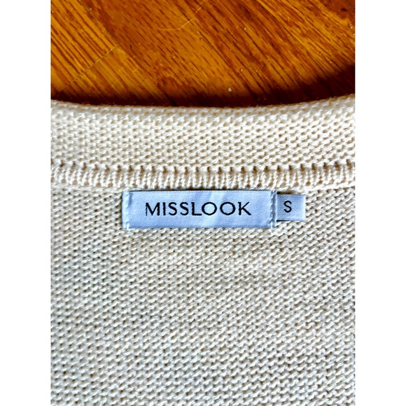 Misslook Light Peach/Pink Knit 3 Button Oversized Sweater Cardigan Size Small - Picture 8 of 9